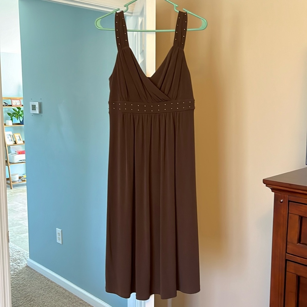 NEW Michael Kors Chocolate Brown Stretch Studded Dress Women’s Size Small